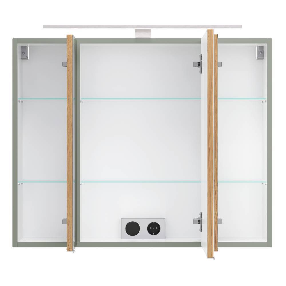 80cm Bad-Spiegelschrank in Graugrün - Malivtros