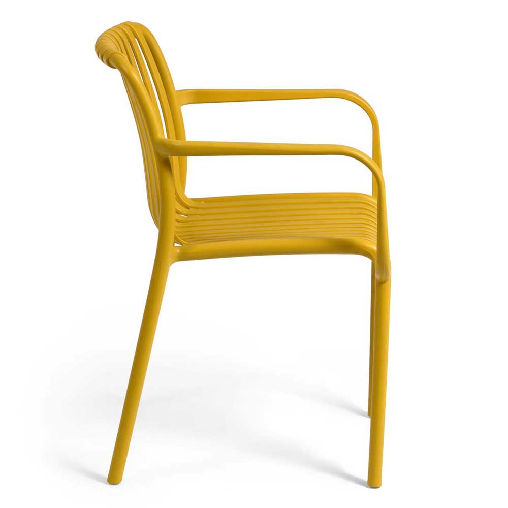 Gartenstühle in Gelb mit Armlehnen - Laspezia (4er Set)