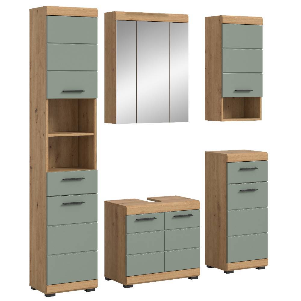 Komplettes Badmöbel-Set in Salbei - Tamdato (fünfteilig)