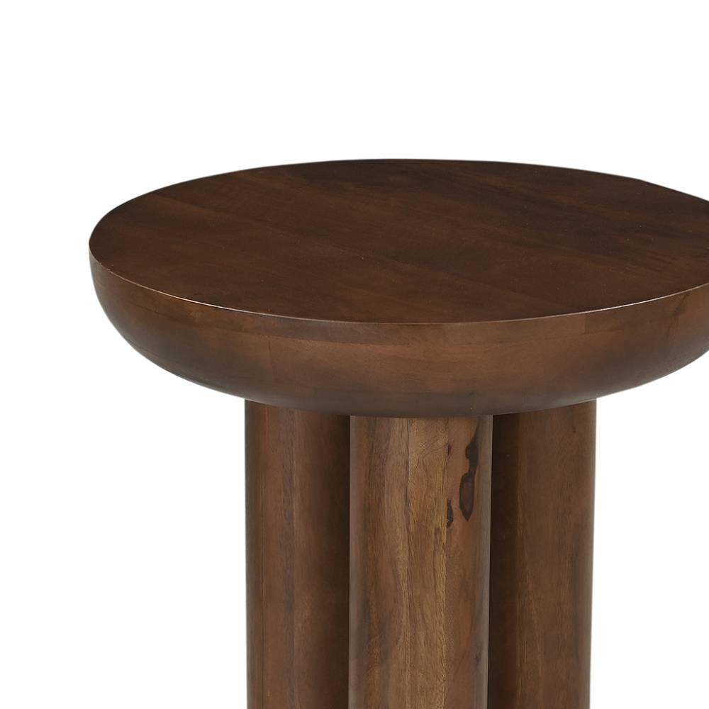 Runde dunkelbraune Holz Tischplatte mit Beinkonstruktion des Beistelltisches – Tanky