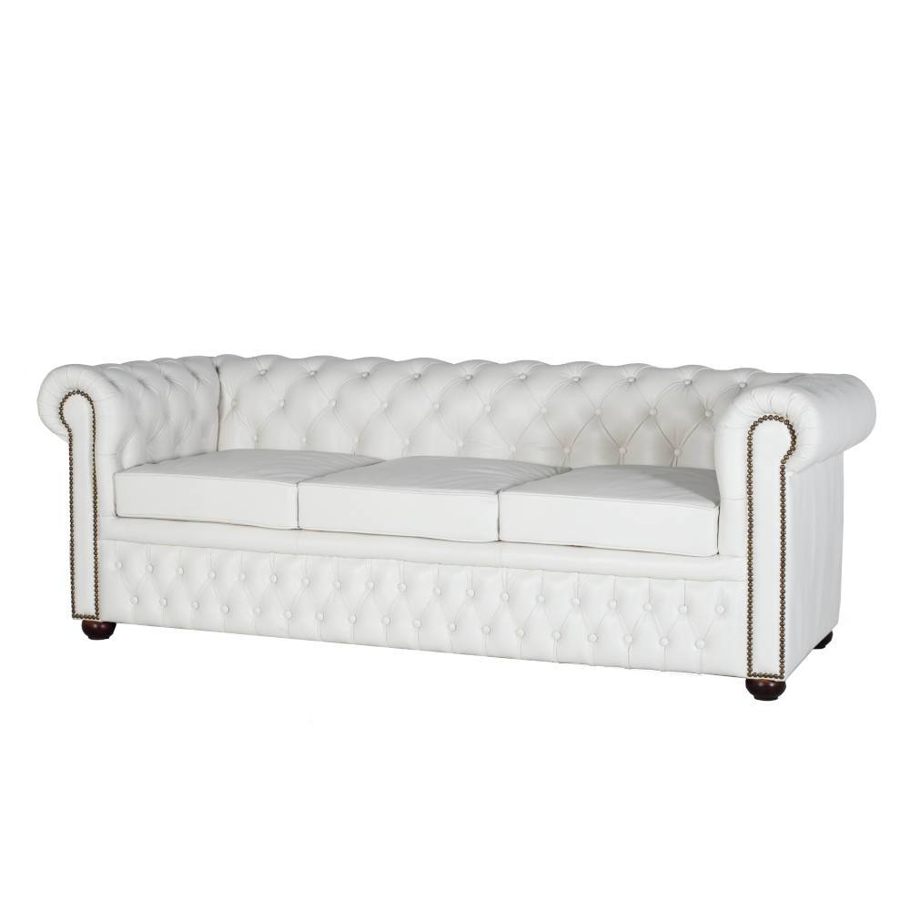 Chesterfield Ledersofa in Weiß - Pavias