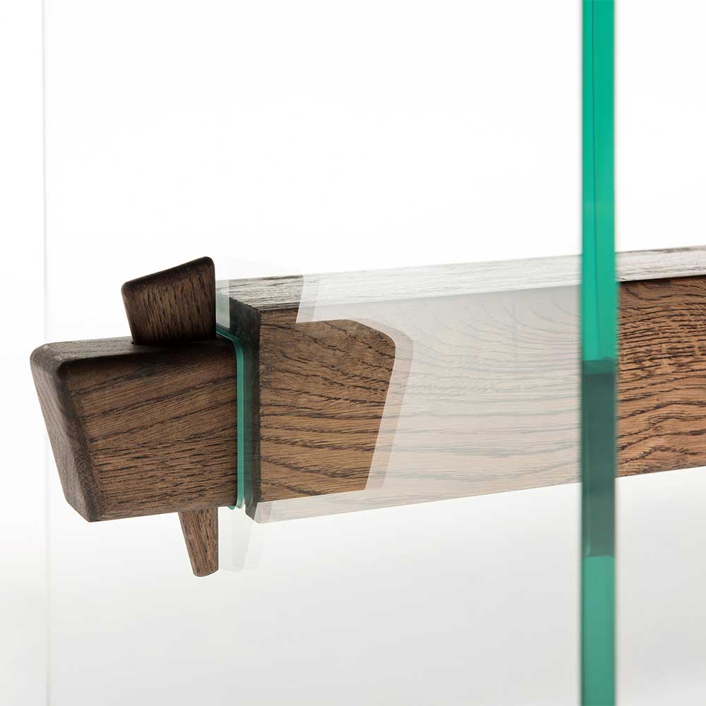 Design Eiche Esstisch mit Glas Gestell - Ventida