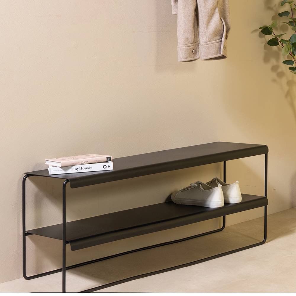 103cm breites Schuhregal in Schwarz Stahl - Parvello