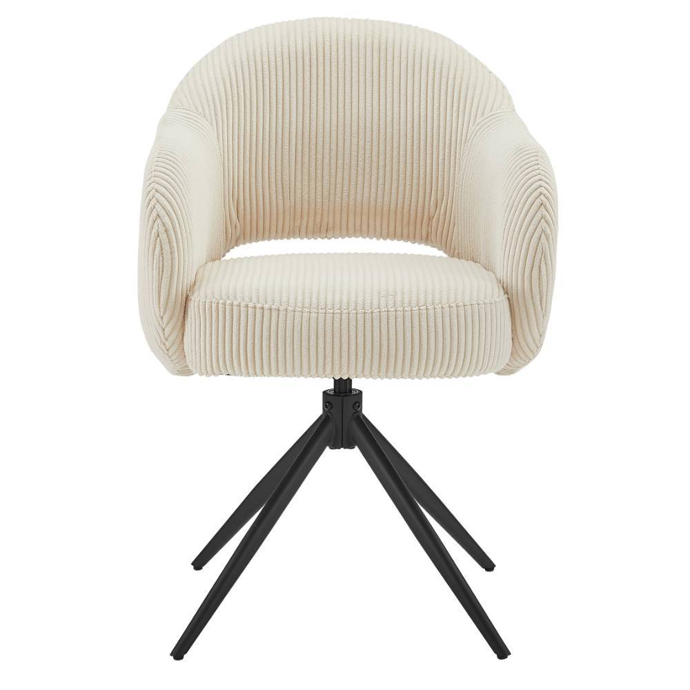 Cord-Drehstuhl in Beige mit Schwarz - Dresden