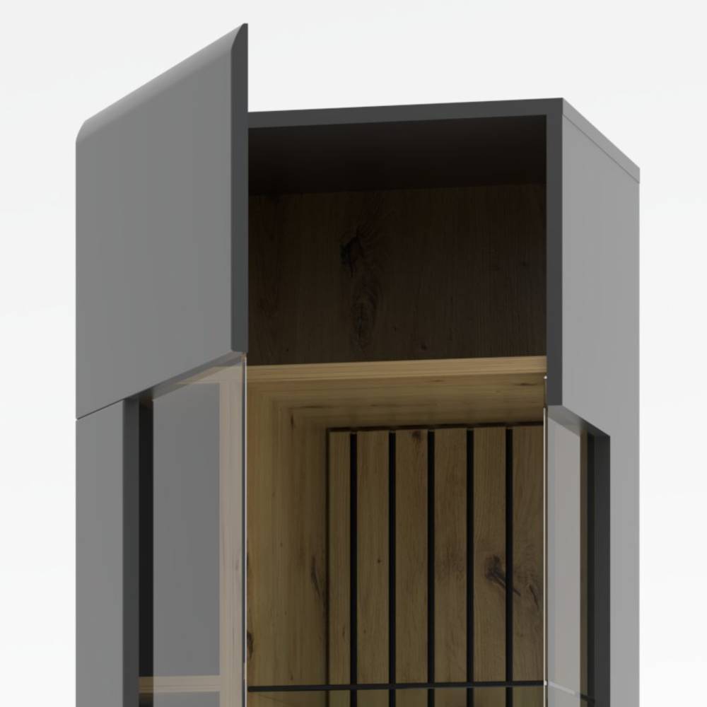 Wohnzimmer Hängevitrine in mattem Dunkelgrau - Azar