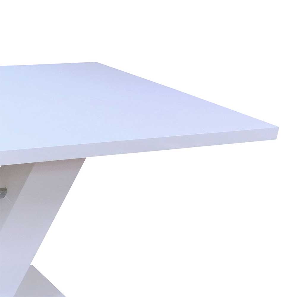 Weißer Esstisch mit V-Säulengestell Zibao in 160x90 cm