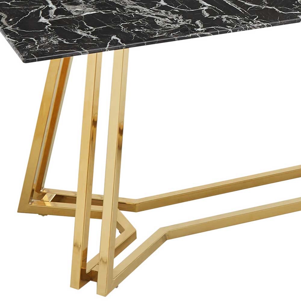 Designer Tisch mit Glasplatte in Marmor Optik - Mooney