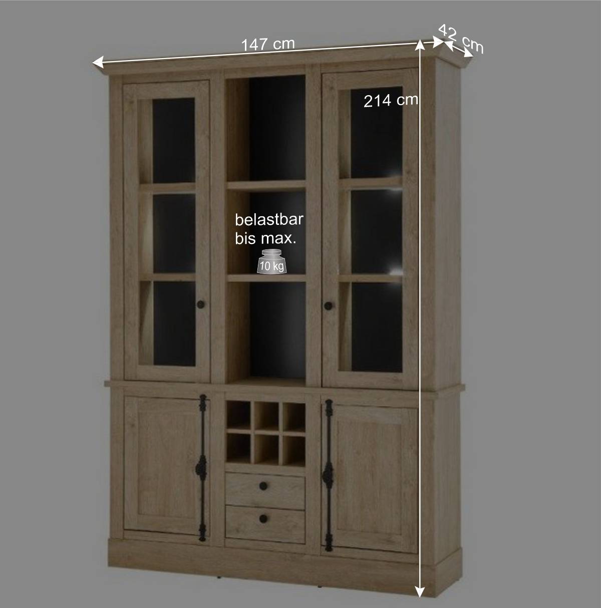 Landhaus-Schrank in Eiche Gold - Hengas