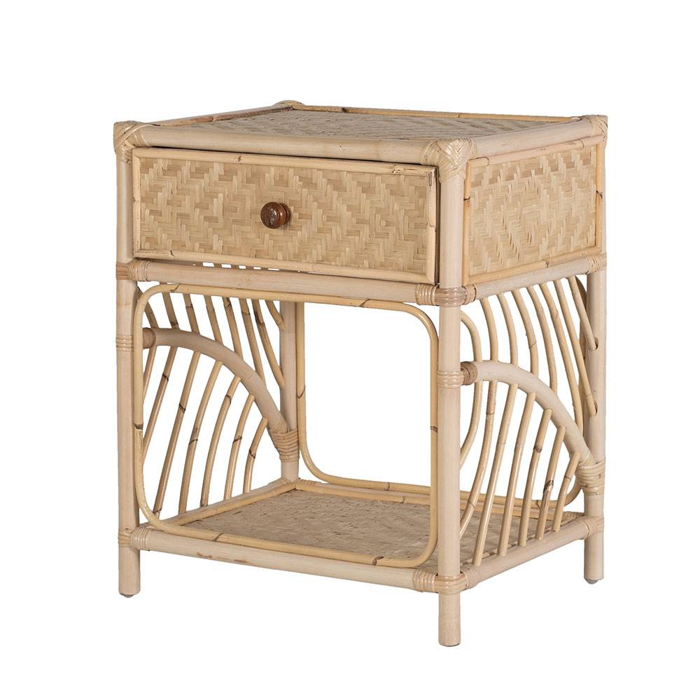 Rattan Nachtkommode mit zwei Ablagen - Robin