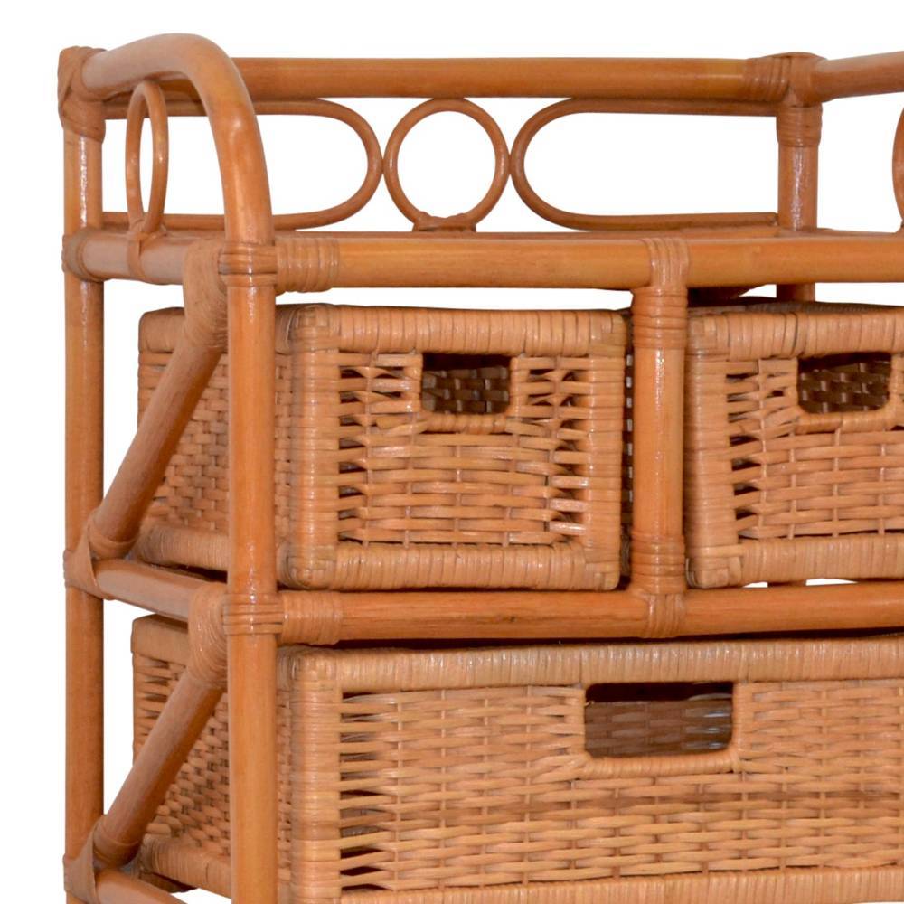 Boho Style Badregal aus Rattan in Honigfarben - Justa