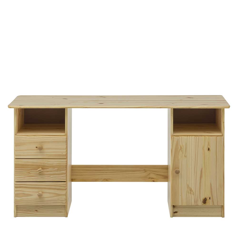 Klassischer Holz Schreibtisch aus Kiefer Massivholz - Gomeria