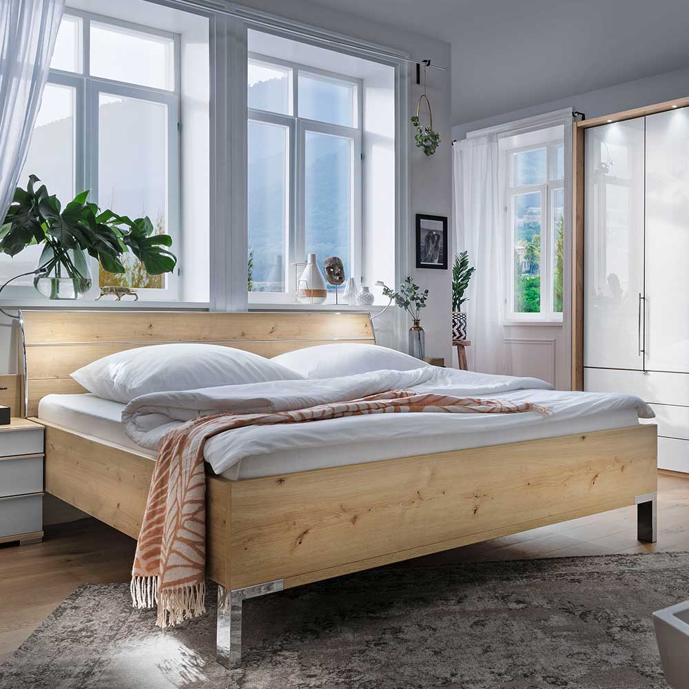Schlafzimmer in Eiche Bianco & Weiß - Nuetran (vierteilig)