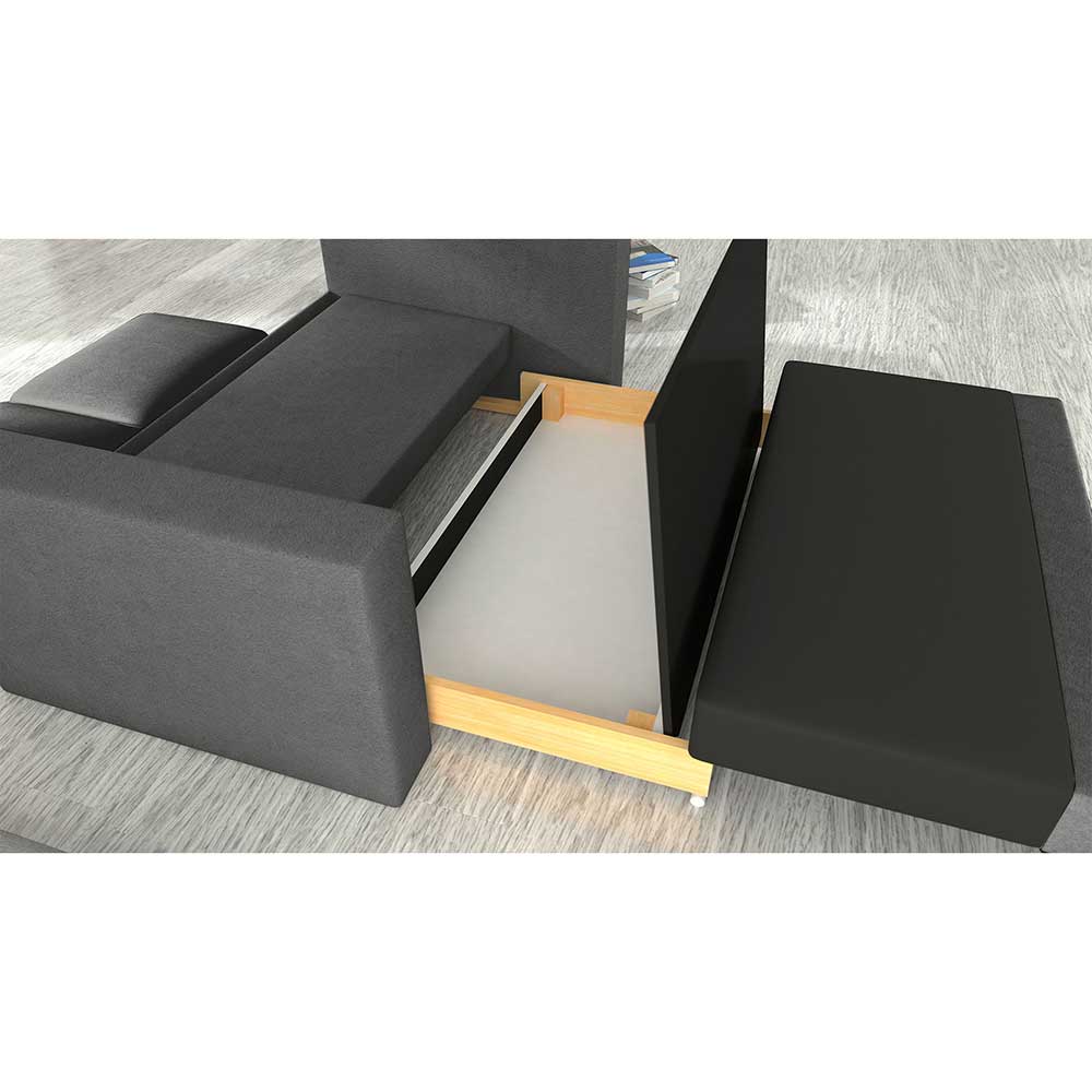 Chenille Schlafsofa in Dunkelgrau - Laucius