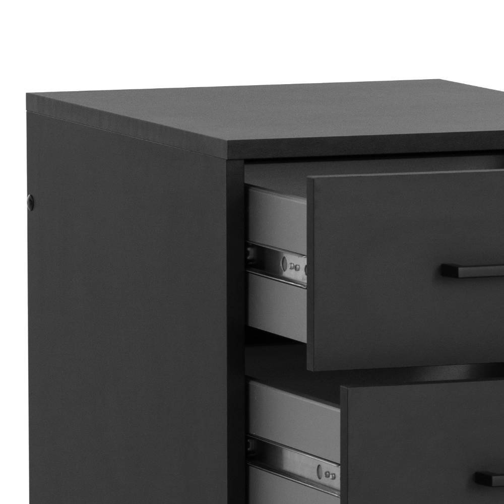 Oberer Bereich des schwarzen Bürocontainers mit einer leicht geöffneten Schublade – Atan