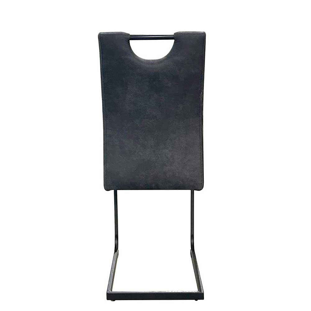 Freischwinger Stuhl in Anthrazit Microfaser - Brombere (2er Set)