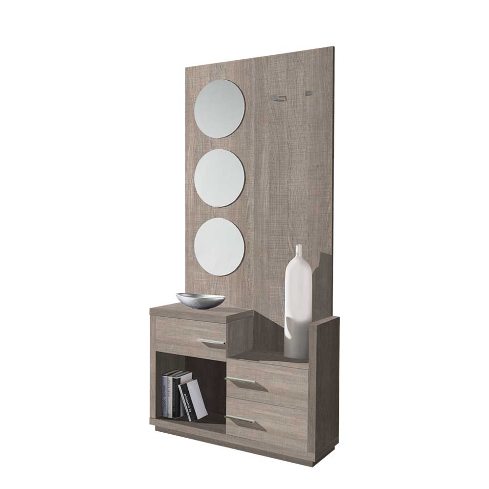 Design Flur Garderobe Bravenia mit Spiegeln und Schubladen