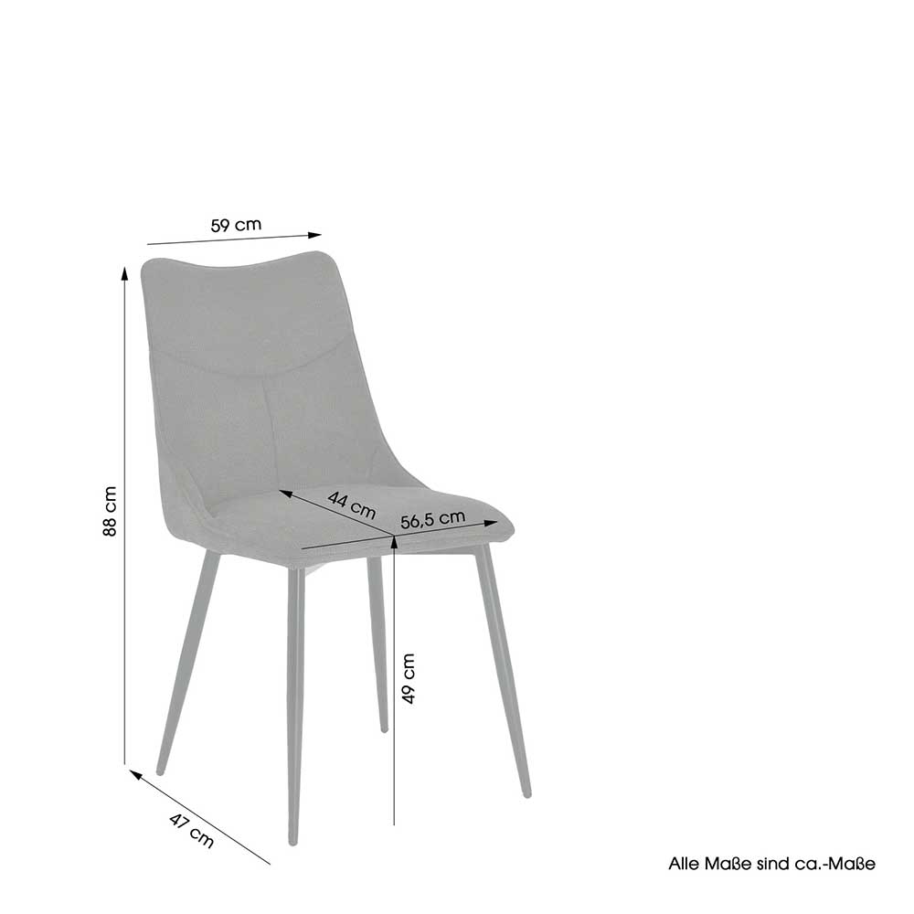 Esszimmerstuhl aus Strukturstoff in Anthrazit - Hippa (2er Set)