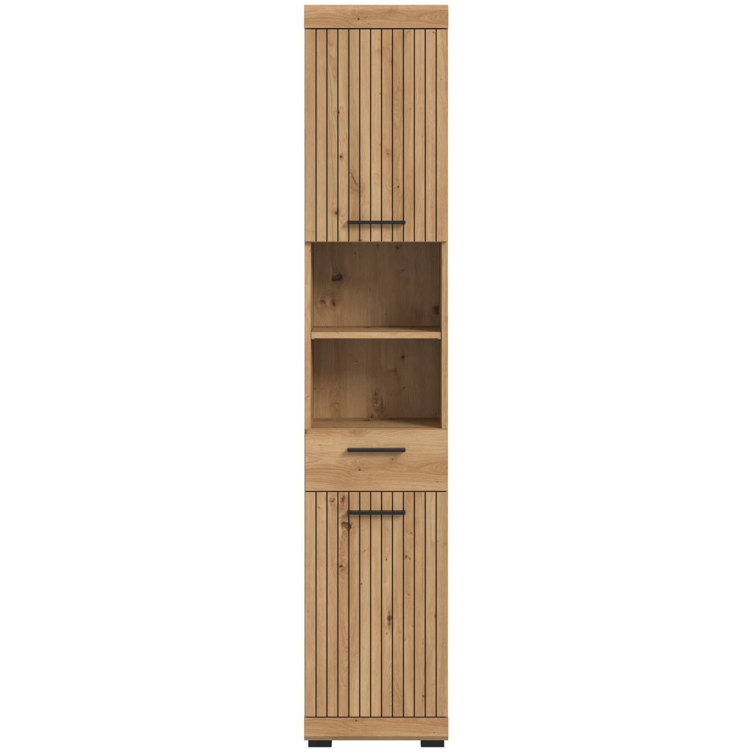 Schmaler Badezimmerschrank in Artisan Dekor - Lasewood