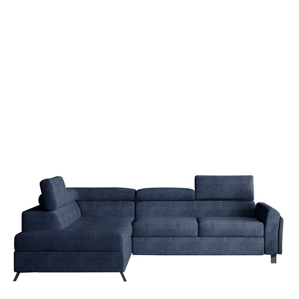 Stoff Dreisitzer Ecksofa in Blaugrau - Crosbys