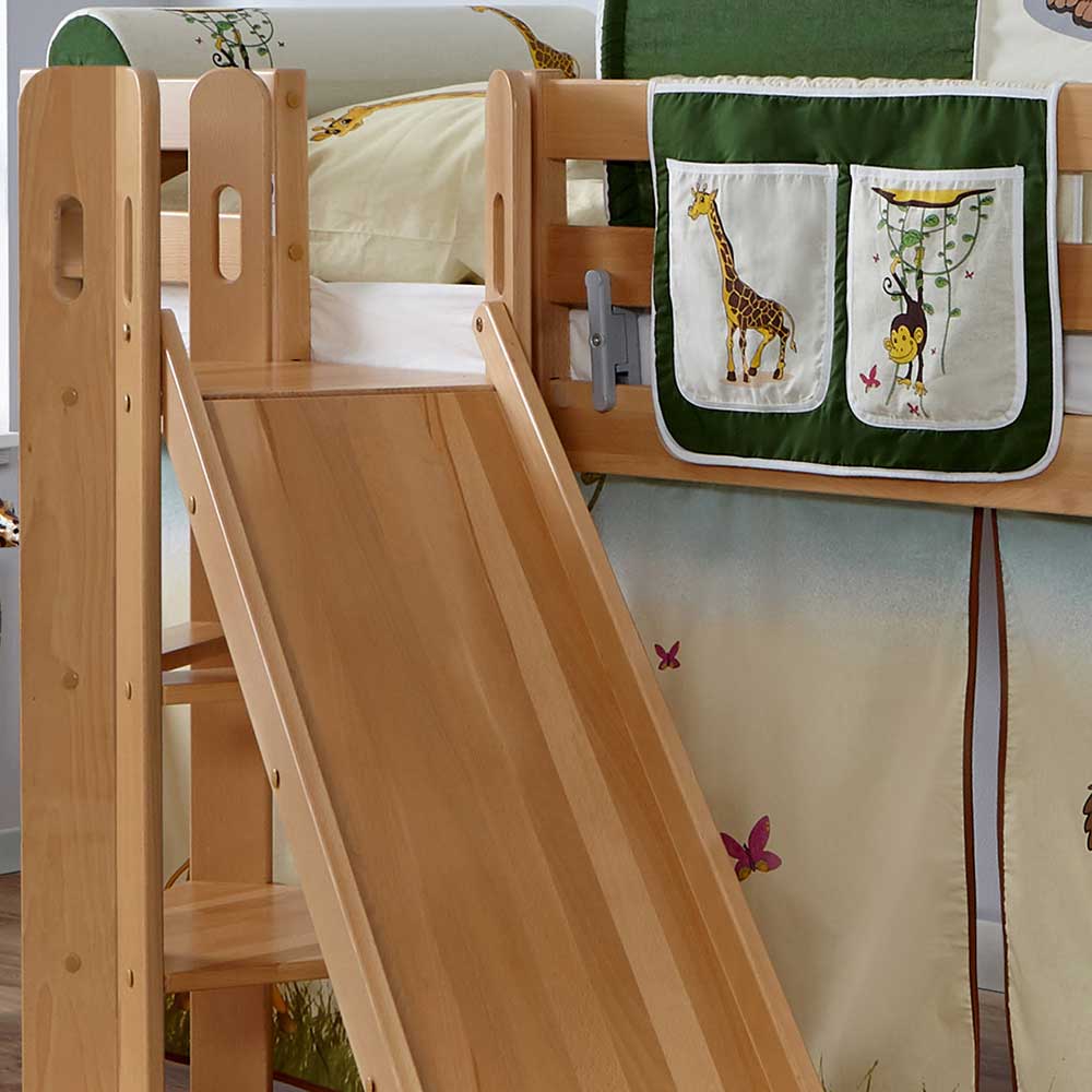 Kinderhochbett mit Rutsche in Buche Natur - Vaney