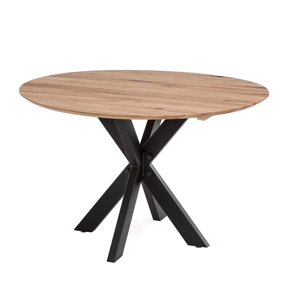 Runder Eichenholz Tisch & 4 Stühle - Violcan (fünfteilig)