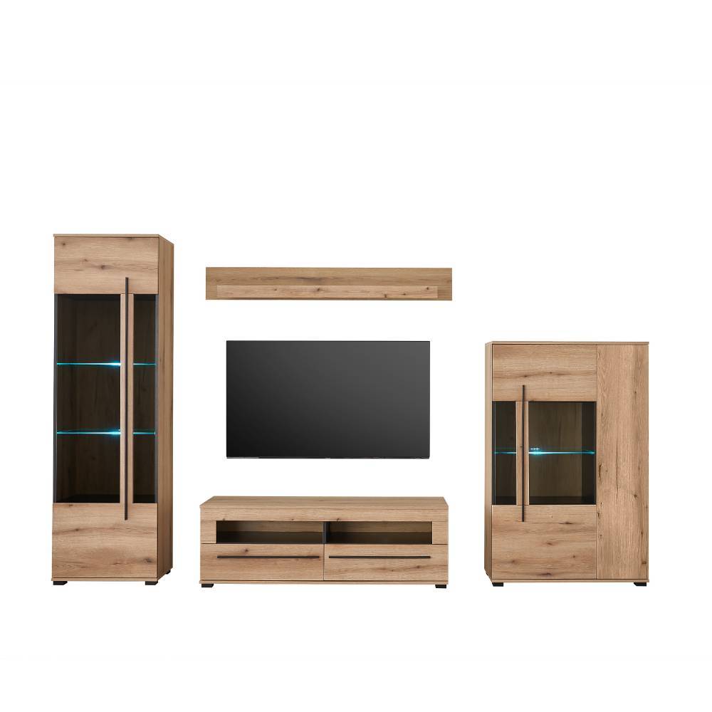 Eicheoptik Wohnzimmermöbel Set - Brocus (vierteilig)
