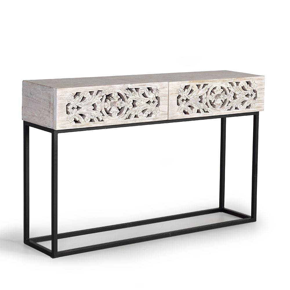 Vintage Konsolentisch in Holz White Wash - Anatto