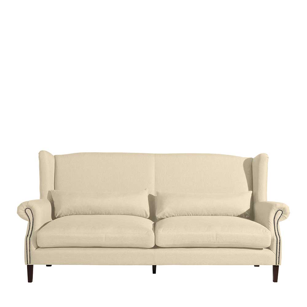 Vintage-Couch in Creme und Nussbaum - Capuata