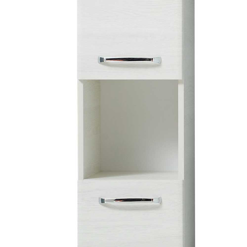 Bad Hochschrank in Eiche Weiß Holzdekor - Smaranda
