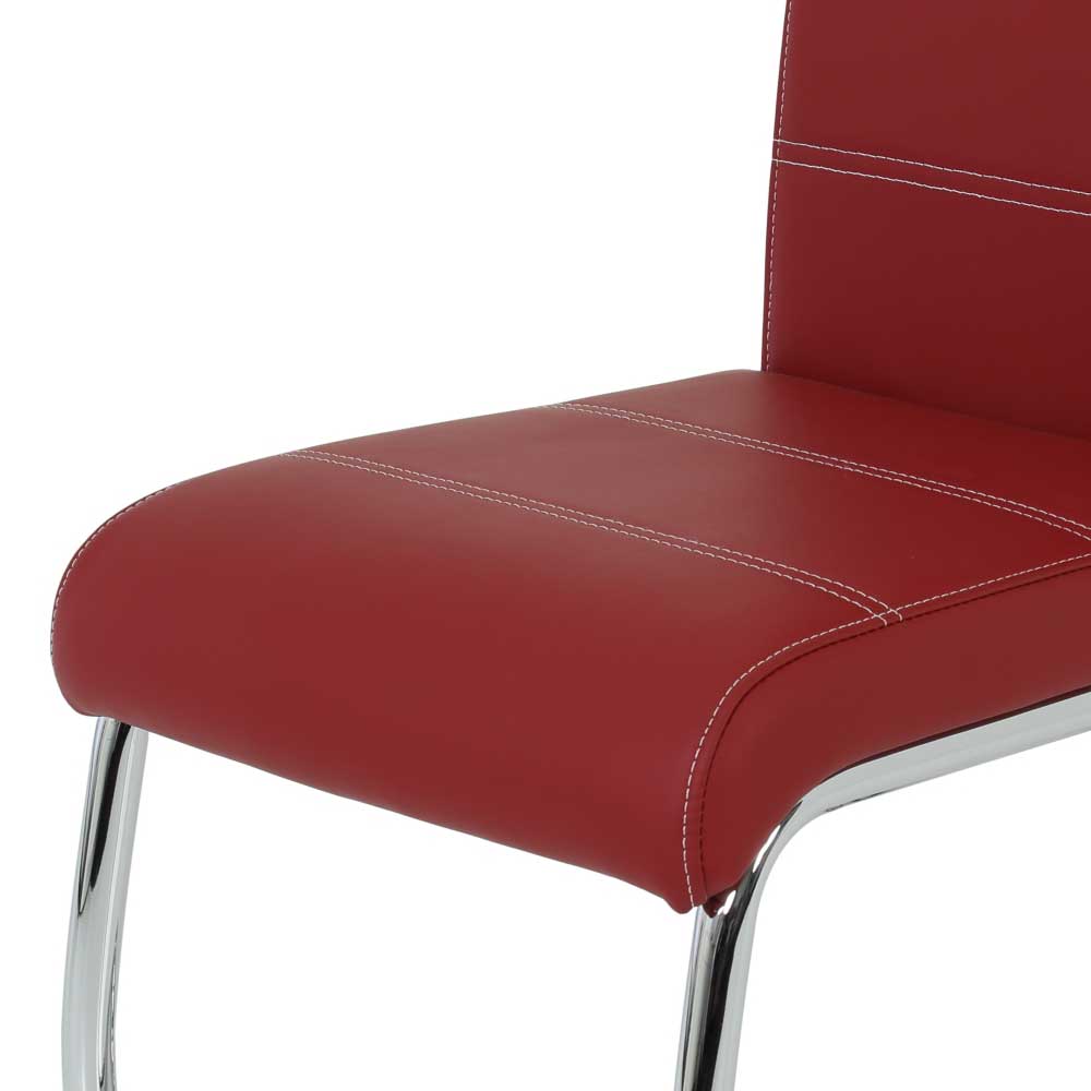 Rote Stühle mit Kunstlederbezug - Karina (Set)