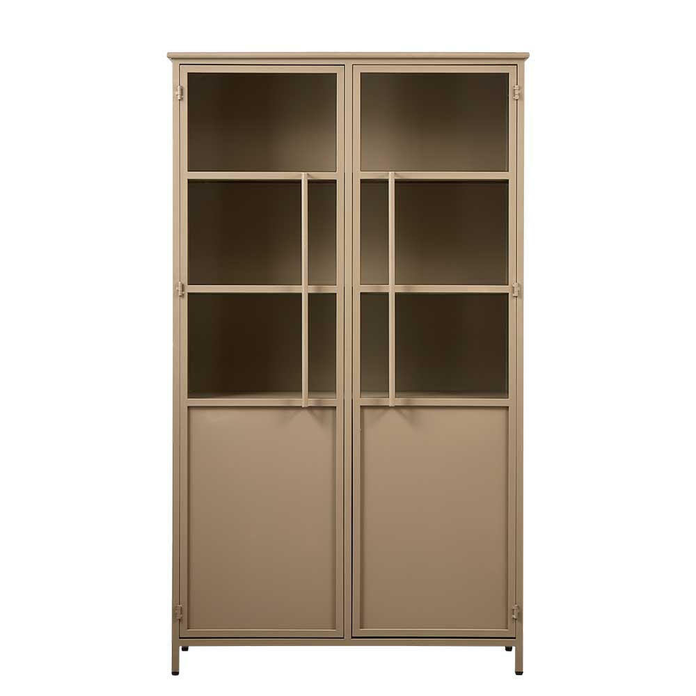 Metall Vitrinenschrank in Khaki - Gabadoza