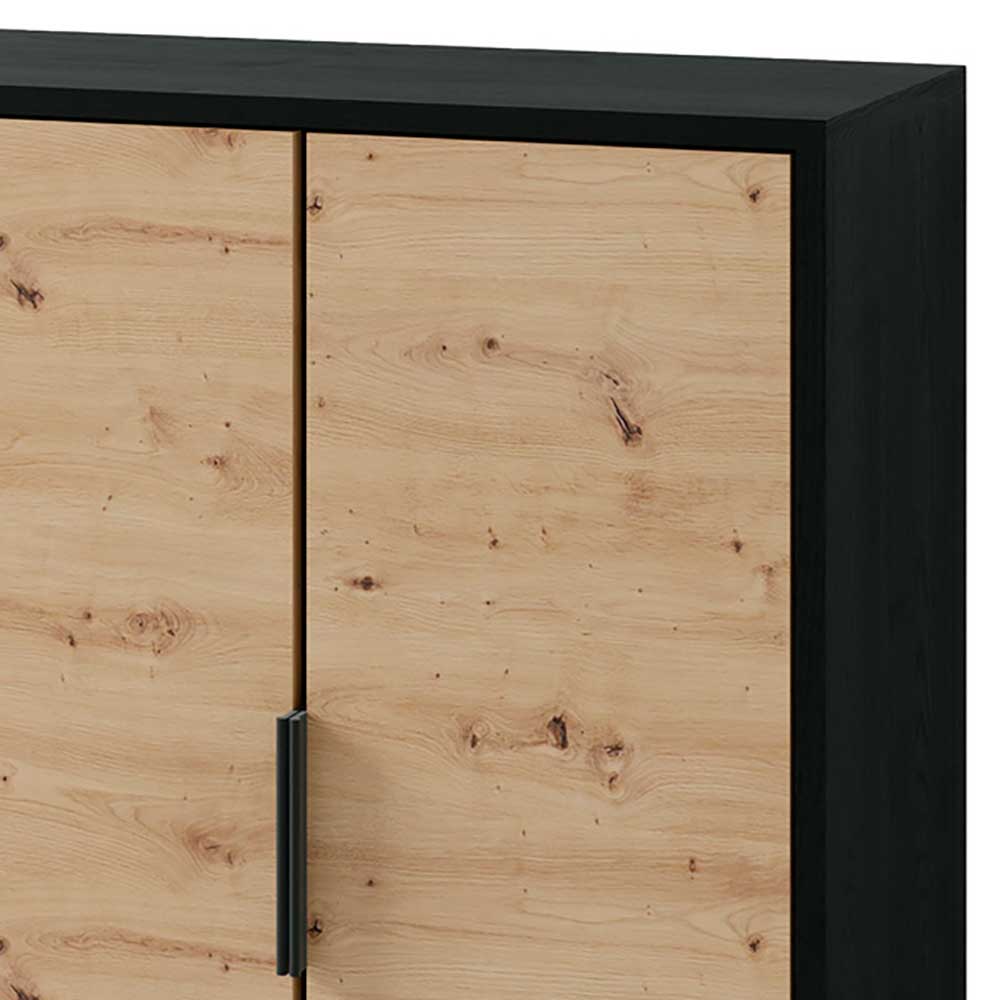 Kombi-Kommode in Schwarz und Wildeiche Dekor - Ortasta
