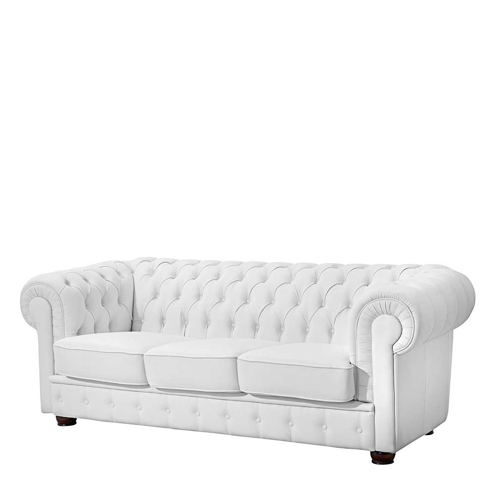 Dreisitzer Sofa in Weiß - Kunstleder - Dossera