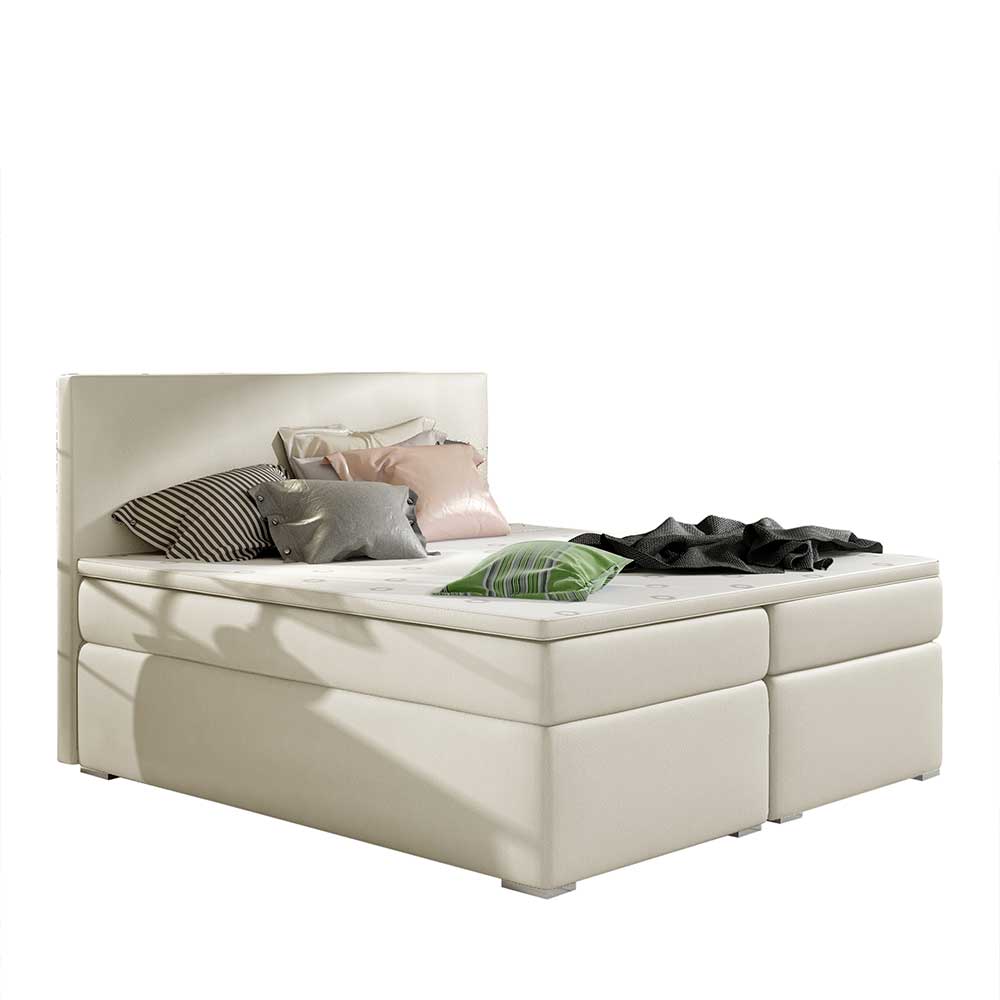 Kunstleder-Boxbett in Cremeweiß - Jegga
