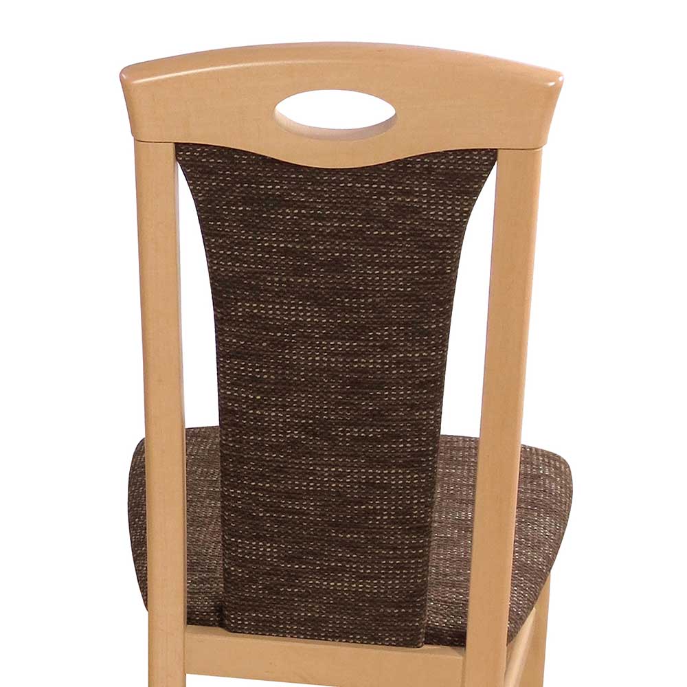 Buche Stühle mit Strukturstoff Masuza in Mocca Braun meliert (2er Set)
