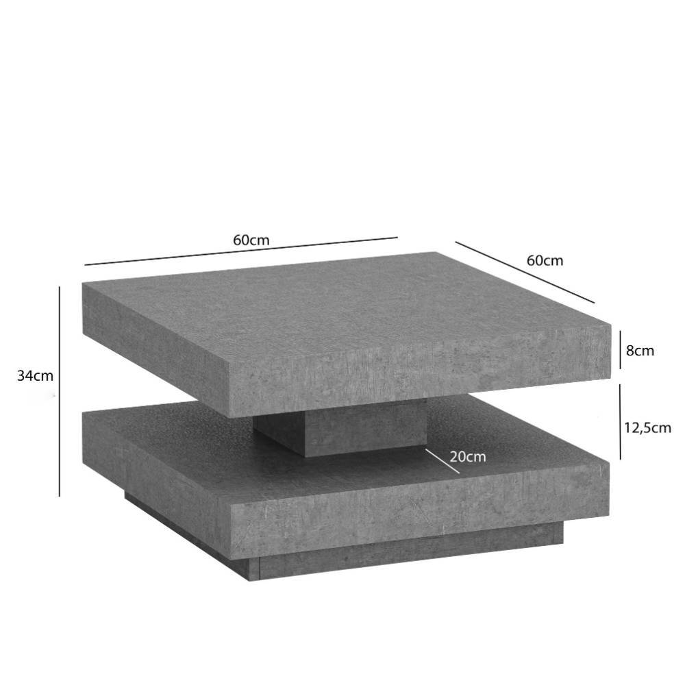 Design-Couchtisch in Betonoptik Grau mit allen Maßen und Abmessungen des Tisches – Runian