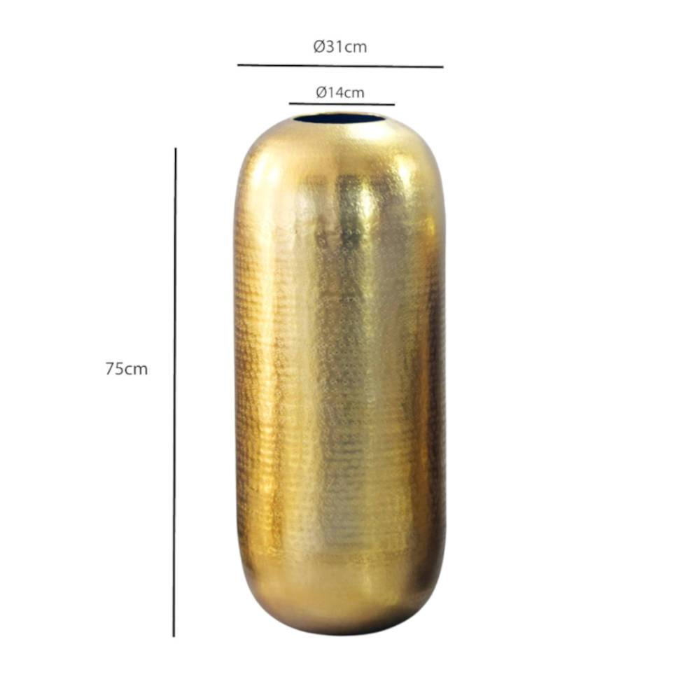 Goldene Bodenvase mit Hammerschlag Struktur - Merusha