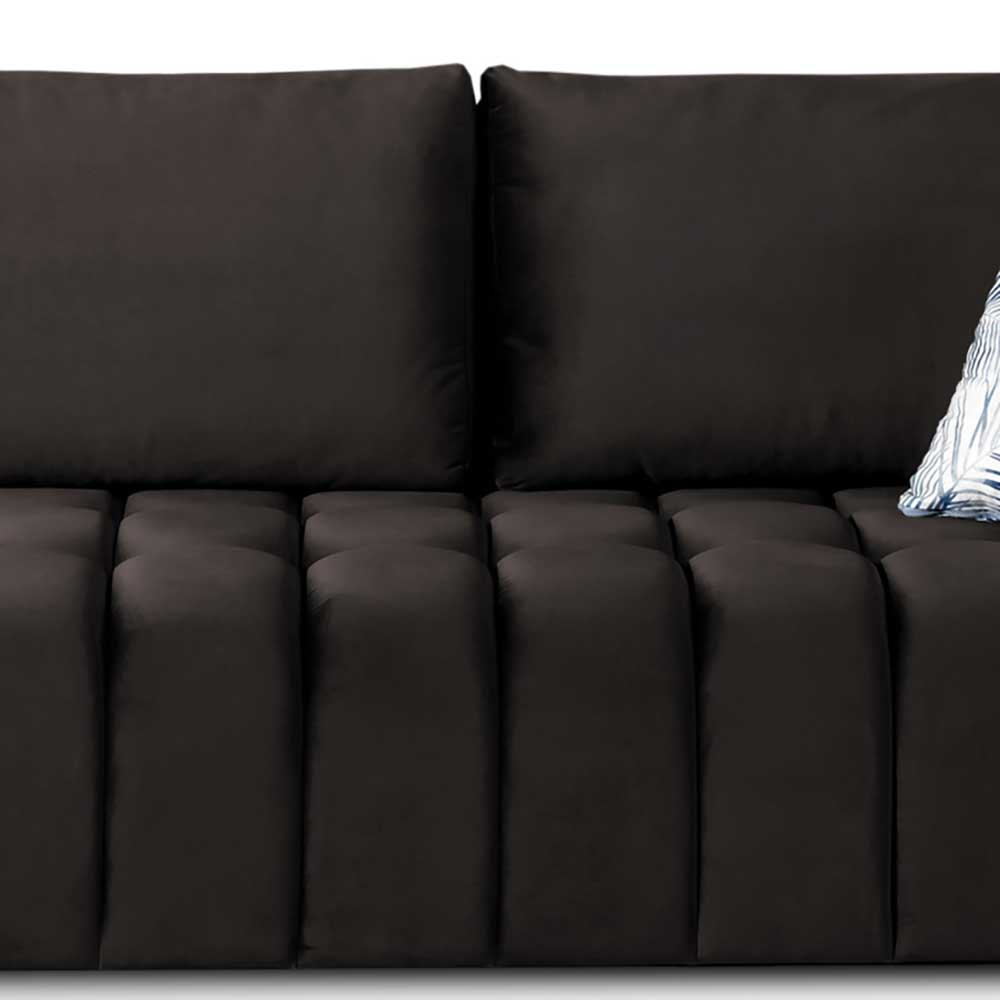 3er Wohnzimmercouch aus Samt Dunkelbraun - Ladwica