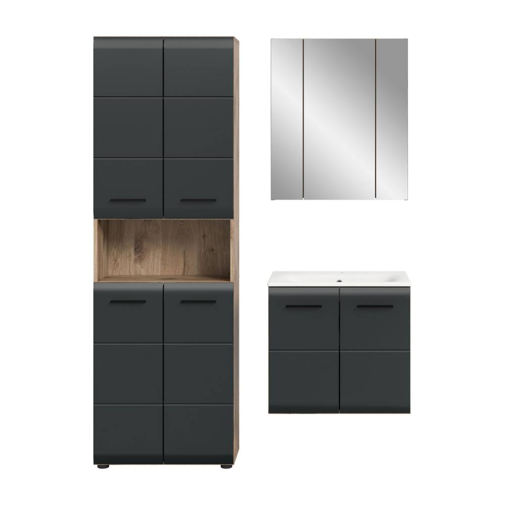 Badezimmerset in Nox Oak Anthrazit - Karina (dreiteilig)