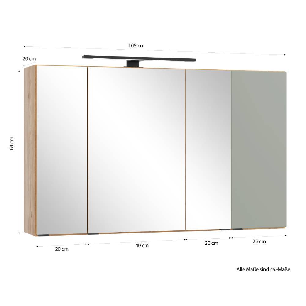 Badezimmer Spiegelschrank in Graugrün - Bibiana