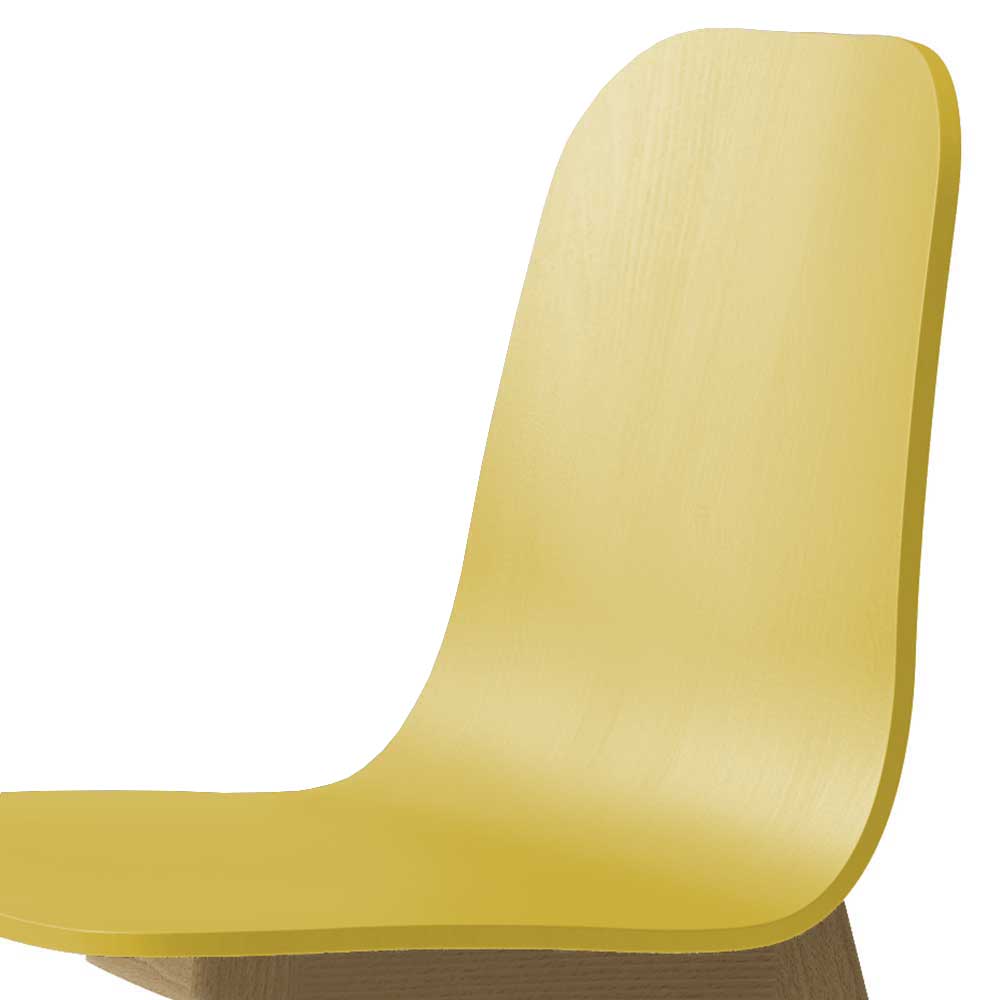 Zweifarbiger Esstischstuhl in Gelb & Buche - Heats