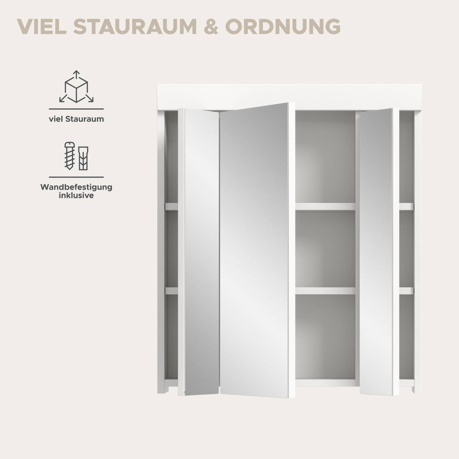 Geräumiger Badschrank mit viel Stauraum und inklusive Wandbefestigung für Ordnung im Bad – Bruna