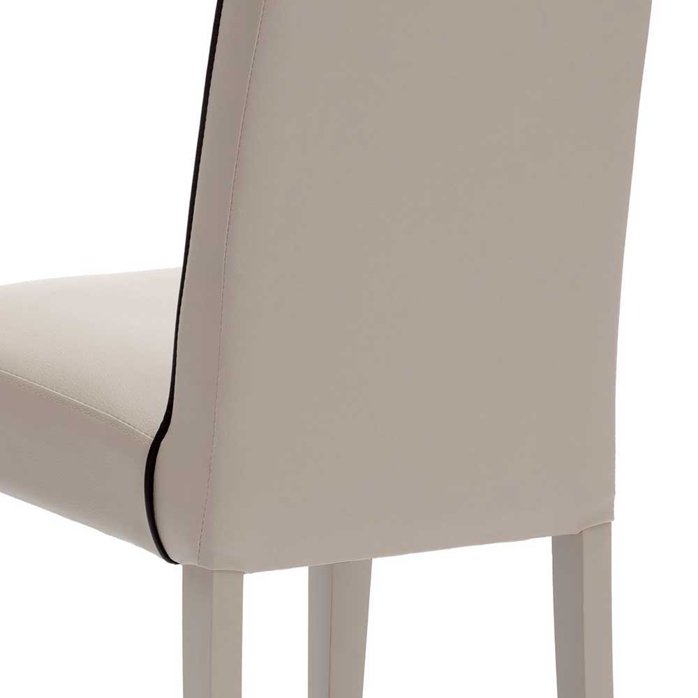 Gepolsterter Stuhl in Creme Flyma Kunstleder (2er Set)