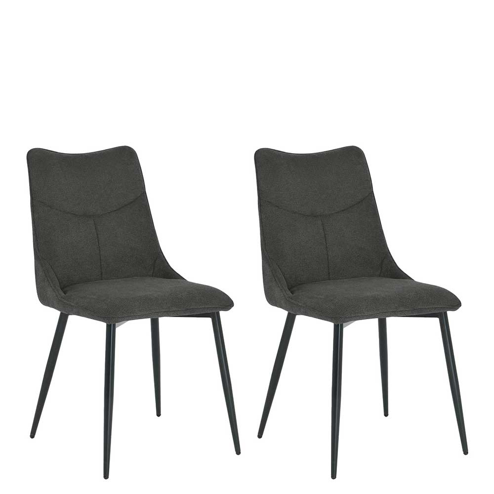 Esszimmerstuhl aus Strukturstoff in Anthrazit - Hippa (2er Set)