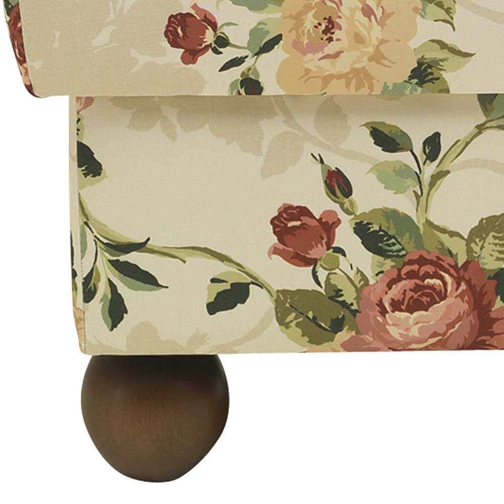 Polsterhocker in Creme mit Rosen - Zavatraos