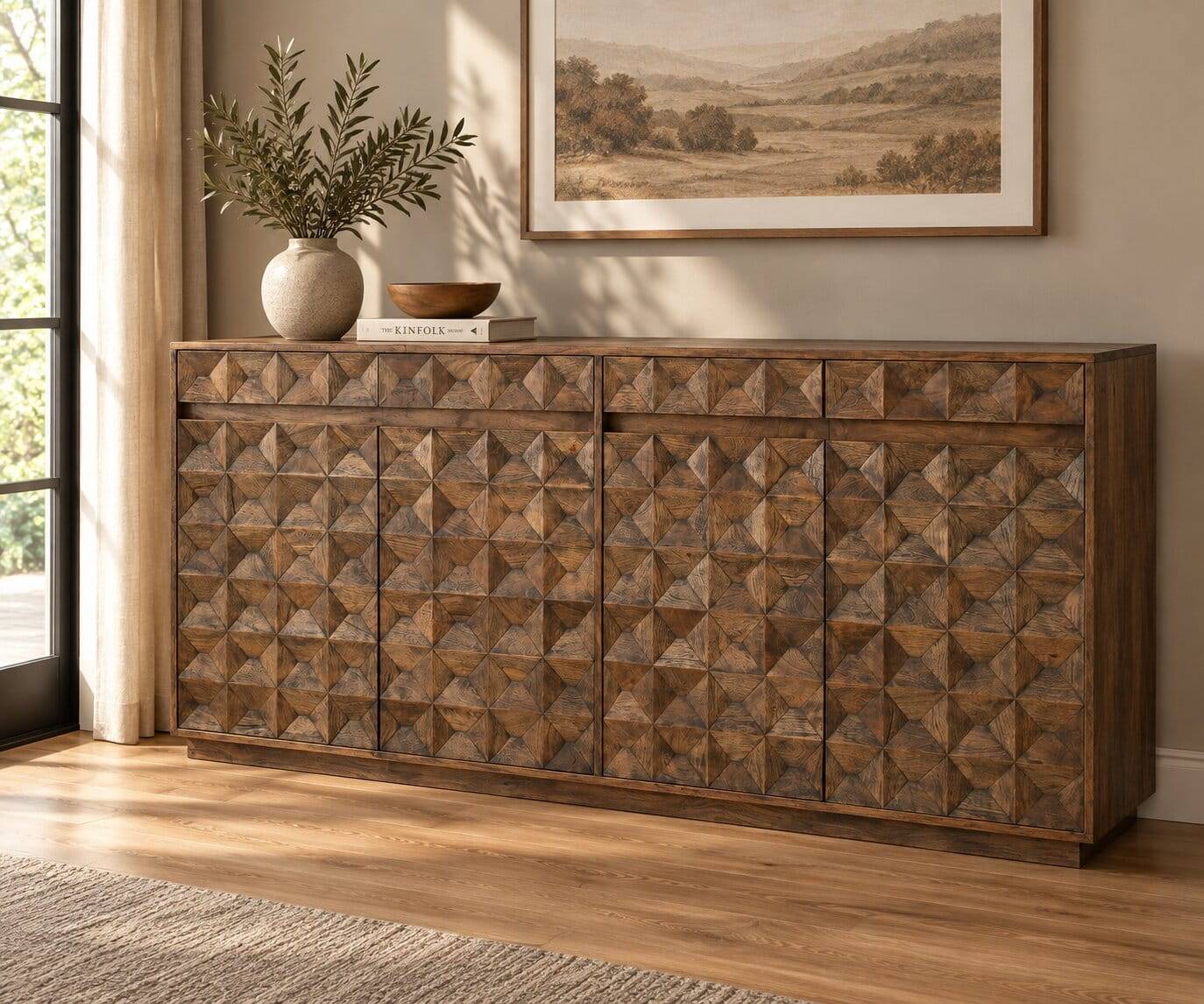 Design-Sideboard aus Mangobaum Massivholz - Arura