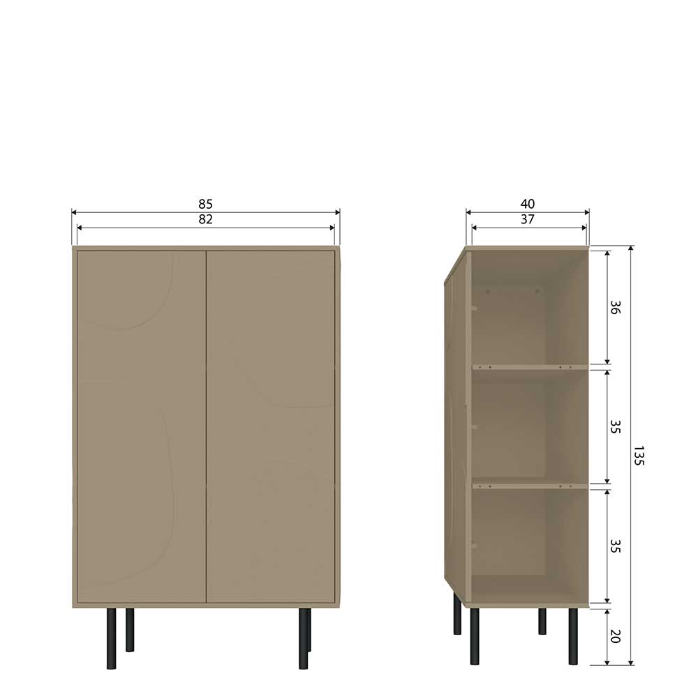 Skandi Schrank in Schlammfarben - Castilian