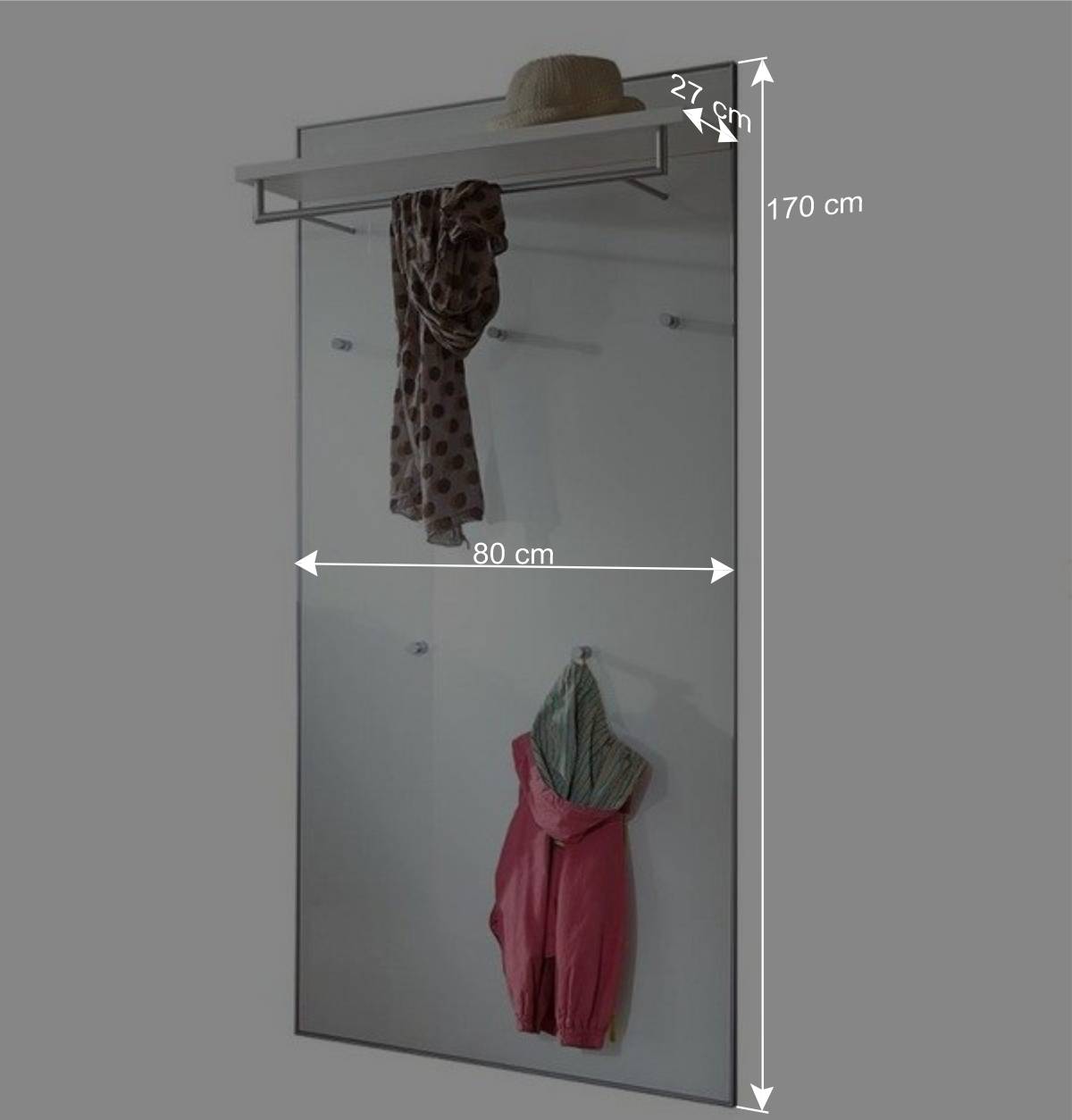 Flurmöbel Set Zoricano in Weiß Glas beschichtet (dreiteilig)