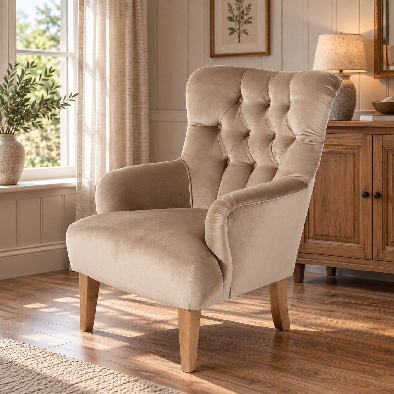 Ohrenbackensessel in Beige - Blacer