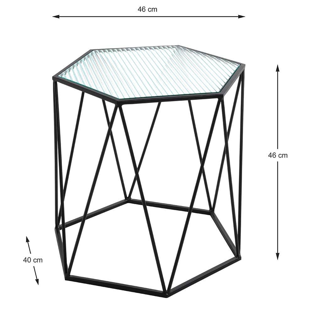 6-eckiger Beistelltisch aus Strukturglas klar - Aramova